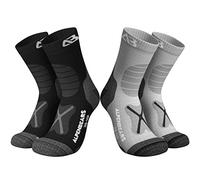 Alpen Bears Chaussettes Randonnée Premium en Laine Mérinos - [2 Paires] - Chaussettes Trekking Professionnelles pour Femmes, Hommes & Enfants (39-42 EU, Gris & Noir)