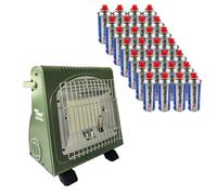 Alpen Camping - Chauffage à gaz Portable 1700W Ceramique + 28 Cartouches gaz Chauiffage pour Extérieur avec Sécurité thermocouple ODS