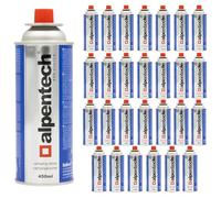 Alpen Camping Lot de 28 cartouches de gaz butane - 250 g - 450 ml - Pour réchaud à gaz, chalumeau à souder, chalumeau Bunsen, camping, cuisinière en extérieur - Rechargeable - Compatible EN 417 (28