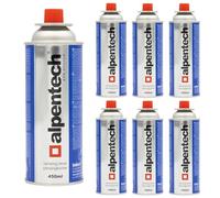 Alpen Camping Lot de 7 cartouches de gaz butane - 250 g - 450 ml - Pour réchaud à gaz, chalumeau à souder, chalumeau Bunsen, camping, cuisinière en extérieur - Rechargeable - Compatible EN 417 (7