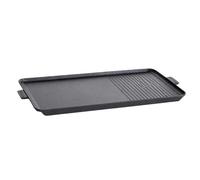 ALPEN CAMPING - Plaque Plancha Grill 53 x 28 cm pour Réchaud Gaz 2 Feux Surface Lisse et Rainurée Plaque Cuisson Aluminium