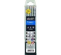 Alpen Force X Jeu de 3 forets SDS-plus pour marteau perforateur avec boîte en plastique 4 tranchants Argenté Ø 6,0/8,0/10,0 mm G
