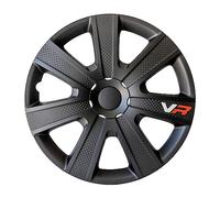 Alpena Lot de 4 enjoliveurs en Carbone VR de qualité supérieure avec système de rétention en 3 étapes, 40,6 cm, compatibles avec la Plupart des Roues en Acier, Noir