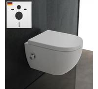 Alpenberger WC avec fonction bidet - Cuvette de douche - Cuvette de toilette Taharet avec siège de toilette Softclose - WC mural - WC suspendus compatible Geberit (WC de douche avec robinet, Cera 6250