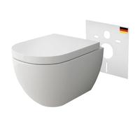 Alpenberger WC sans bord avec fonction bidet | WC suspendu avec isolation acoustique | Siège de WC avec système d'abaissement automatique | WC de douche Taharet | WC avec douche intime | WC mural
