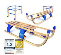 Alpenflitzer® Luge en Bois avec Dossier Luge Davos 110 cm Luge Pliable pour Enfants ; Luge Pliante en Bois de hêtre Haut de Gamme (avec Dossier)