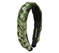 Alpenflüstern Bandeau de costume traditionnel en velours tressé et edelweiss strass - Accessoire de cheveux pour femme - Bandeau tressé pour Dirndl (couleurs traditionnelles) ADV129 (vert mousse)