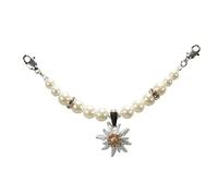 Alpenflüstern Dirndl-Charivari Mini Greta DCH046 - Bijou traditionnel pour femme de qualité supérieure avec perles et edelweiss en strass - Collier pour costume traditionnel bavarois (blanc crème