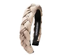 Alpenflüstern Greta ADV145 Serre-tête pour femme, en lin, aspect tressé et strass, motif edelweiss antidérapant, pour Dirndl (taupe)