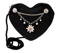 Alpenflüstern Greta Charivari DTA104 Sac à bandoulière en forme de cœur avec strass et edelweiss pour Dirndl (couleurs traditionnelles), Noir
