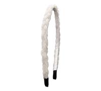 Alpenflüstern Serre-tête tressé avec perles et aspect tressé pour femme - Bandeau antidérapant pour Dirndl ADV138 (blanc)