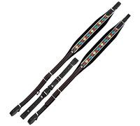 Alpenklang Sangles Pour Accordéons 3 Rangées Edelweiss/Noir (Longueur Réglable 90-98cm, Largeur 7cm, Rembourrage, Broderie Élégante)