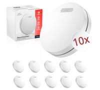 ALPENLUFT Detecteur de fumée 10 Ans Pile, Plat, Detecteur d'incendie, Pas de LED Clignotante, sans perçage, kit Alarme Maison sans Fil- Fumee Protection Incendie, Alarme Incendie (Set de 10)