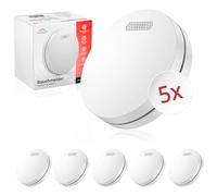 ALPENLUFT Detecteur de fumée 10 Ans Pile, Plat, Detecteur d'incendie, Pas de LED Clignotante, sans perçage, kit Alarme Maison sans Fil- Fumee Protection Incendie, Alarme Incendie (Set de 5)