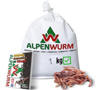 Alpenwurm 2 x 1 kg de vers de compost (min. 2000 pièces) | vers de pluie, vers de jardin, Eisenia Mix vivant pour compost, jardin, composteur de vers, boîte à vers, plate-bande surélevée