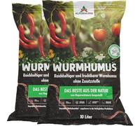 Alpenwurm Wormhumus 20 l | Wurmkompost pur | Engrais organique | Engrais bio (2 x 10 litres)