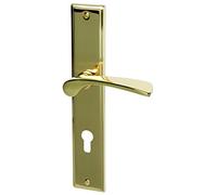 Alpertec 32215853 Nelson-LS Poignée de porte en laiton poli PZ Poignée de porte pour porte d'entrée d'appartement Poignée des deux côtés