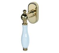 Alpertec 32218410K1 Nany Poignée de fenêtre en Porcelaine Blanche Laiton Poli Longueur, für Fenster, Stiftlänge 40 mm