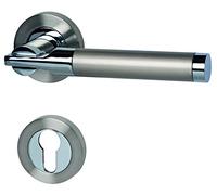 Alpertec 88022310 Kairo-R PZ Ensemble de poignées de porte en acier inoxydable pour portes d'entrée d'appartement