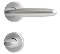 Alpertec aluminium Ray II-R garniture à rosette pour Badtüren R de la marque haeusler-shop poignée de porte pour WC aluminium anodisé argenté 40361030PO