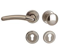 Alpertec Betty-R 32960673 Garniture de porte en laiton satiné pour portes d'entrée d'appartement PZ DIN gauche en acier inoxydable