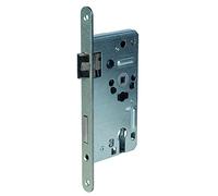Alpertec einsteckschloß objektschloß dIN droite-alberts bloque-porte pour chambre en acier inoxydable mat, cadenas, serrures têtière arrondie 20 mm, rond, carré 8 mm-entraxe : 78 mm, 36053270