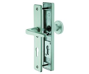 Alpertec garniture de poignée pour porte Tira -LS cT Hausstüren pour bouton-poussoirs carré en aluminium anodisé argenté 10 mm-espacement : 92 mm - 40100966