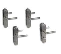 Alpertec Kit de rénovation de porte - Plaque longue - En acier inoxydable satiné - Pour 3 portes de chambre avec trou de serrure t 1 porte de WC de salle de bain - Poignée de porte