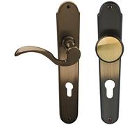 Alpertec Panda-LS 32212413 Poignée de porte en laiton bruni pour porte d'entrée d'appartement DIN gauche Poignée de porte pour porte d'entrée d'appartement DIN gauche
