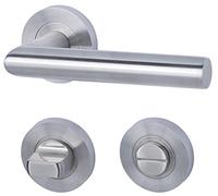 Alpertec Solid 28024940C Poignée de porte de salle de bain 9 R Chromé/acier inoxydable satiné pour porte de salle de bain avec verrou de verrouillage