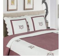 ALPES BLANC - Boutis Couvre-lit Peaceland Aubergine 230x250 + 2 taies