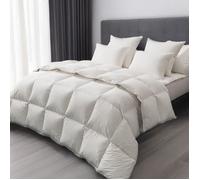 ALPES BLANC - Couette été 90% duvet 130 g/m² - 200x200 cm - Légère, gonflante et respirante - Fabrication française - Jumelable