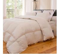 ALPES BLANC - Couette Naturelle 90% Duvet 300 gr - Enveloppe Coton - 200x200cm - Fabrication française - Chaude Légère Réspirante