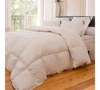 Alpes Blanc - Couette Naturelle 90% Duvet Neuf - Enveloppe 100% Coton - 240x260cm - Fabrication française - 300GR/m² Chaude Légère Réspirante