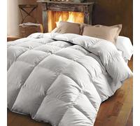 Alpes Blanc - Couette Naturelle en Plume 360g/m² - 240x280 cm - Fabrication Française - Lavable - Chaude et Respirante - Garnissage Neuf