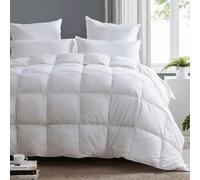 Alpes Blanc - Couette tempérée 220g/m² - 220 x 240 cm - Fabriquée en France - 90% Duvet de Canard - Légère et Chaude - Confort Toutes Saisons
