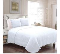 ALPES BLANC - Couvre lit blanc 260x260 cm - Boutis en coton - Pour lit 160 cm et plus