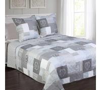 Alpes Blanc - Couvre lit Courchevel Gris 230x250 + 2 taies 65x65