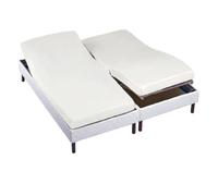 Alpes Blanc - Drap Housse Blanc 2x70x190 cm - Spécial Lit électrique articulé - Coton Doux et Résistant - Maintien Parfait pour Lits Jumeaux
