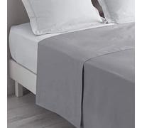 Alpes Blanc - Drap Plat 240x310 cm Gris Souris Grandes Dimensions