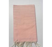 Alpes Blanc Foutas Stripes Tunisien, Drap de Plage 100% Coton, Serviette de Plage absorbante, Drap de hammam, 100x200cm (Rose Clair)