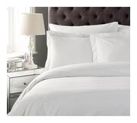 Alpes Blanc - Housse de Couette 240x280 cm Unie Blanche 100% Coton 57 Fils + 2 Taies d'oreiller Assorties - Fabrication française