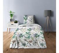 Alpes Blanc - Housse de Couette avec taie(s) carrée(s) Summer Flower Pur Coton