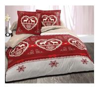Alpes Blanc Housse de Couette Coton Montagne Winter Rouge 280 x 240 cm
