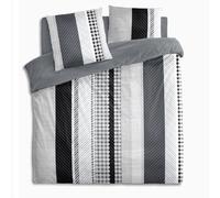 Alpes Blanc - Housse de Couette Géométrique Gris - 100% Coton 57fils - Grand Teint, Finition à Rabat - Dessin Exclusif