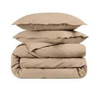 ALPES BLANC - Housse de couette Mastic 280x240 percale de coton 80 fils + Taies 65x65 - Fabriquée en Europe - Doux et résistant