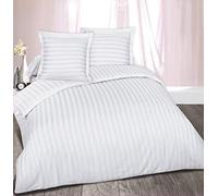 Alpes Blanc Housse de Couette Percale/Parure de Couette Satin en Percale de Coton/Set Housse de Couette 100% Coton Percale Finition satinée (Satin Blanc, 240_x_260_cm)