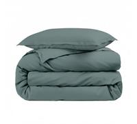 Alpes Blanc - Housse de Couette Unie 100% Percale de Coton 80 Fils + Taie(s) 65x65 cm - Fabriquée en Europe - Doux et Respirant - Oeko-Tex®