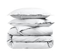 Alpes Blanc - Housse de Couette Unie 100% Percale de Coton 80 Fils + Taie(s) 65x65 cm - Fabriquée en Europe - Doux et Respirant - Oeko-Tex®