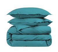 Alpes Blanc - Housse de Couette Unie 100% Percale de Coton 80 Fils + Taie(s) 65x65 cm - Fabriquée en Europe - Doux et Respirant - Oeko-Tex®